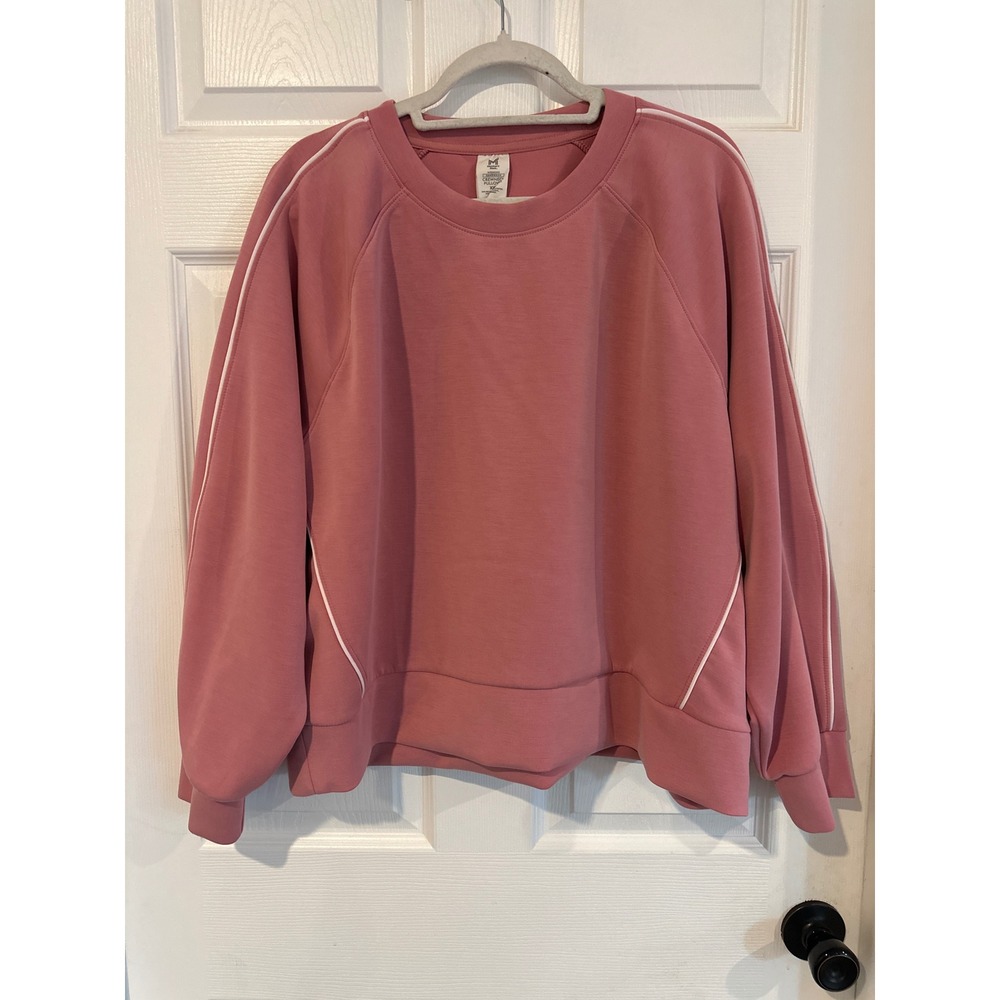 Members Mark Womens Sandwash Crewneck Pullover Rose Pink XXL Piping Trim NEW